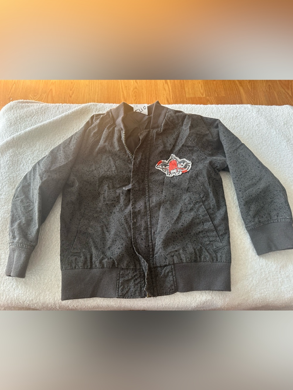 Kids Black Bomber Jacket with Red Patch Accent